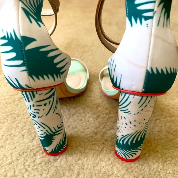 Sophia Webster For J. Crew Tropical Fabric Ankle Strap Heeled Sandals