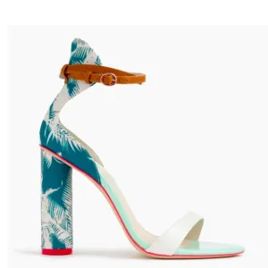 Sophia Webster For J. Crew Tropical Fabric Ankle Strap Heeled Sandals
