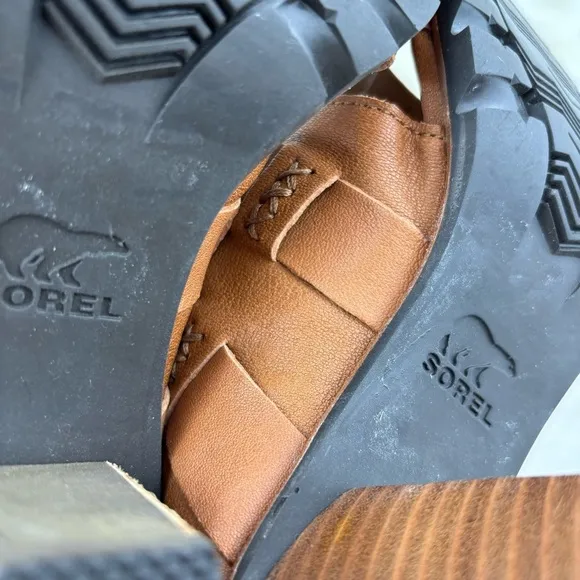 SOREL NADIA BUCKET CAMEL HEELS SANDALS SIZE 7.5