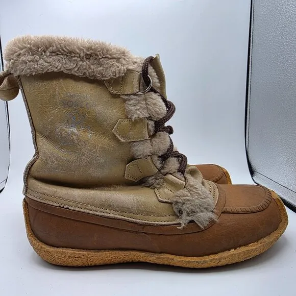 Sorel Nanook Womens Size 8 Brown Winter Boots Wool Removable Liner Snow Outdoors