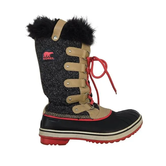 Sorel Tofino Waterproof Faux Leather &amp; Fur Lace Up Boots Size 8