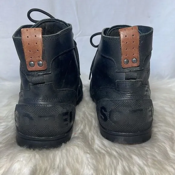 Sorel Ankeny Black Leather Mid Rise Hiking Boots Sz 11