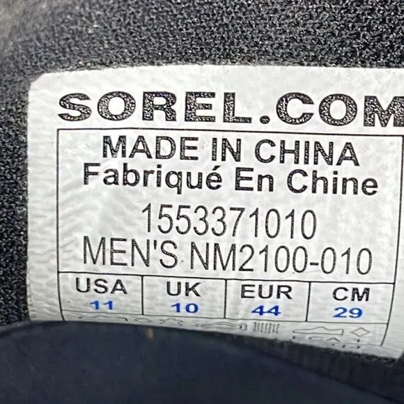Sorel Ankeny Black Leather Mid Rise Hiking Boots Sz 11