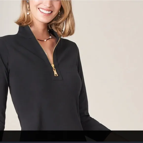 Spartina 449 Dress Nora Half-Zip Black with Gold Zipper