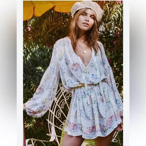 Spell &amp; the Gypsy Collective Gardenia Posy Long Sleeve Mini Dress size medium