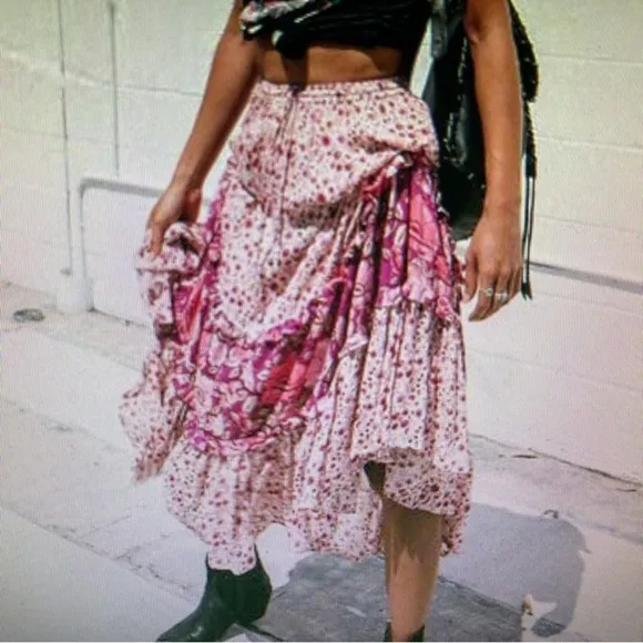 Spell &amp; The Gypsy Winona Midi Skirt in Berry Size Medium