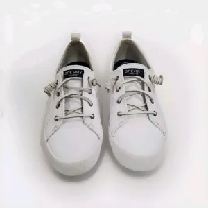 Sperry Top Sider Sneaker Women 8.5 M Crest Vibe White Leather Preppy Boat Shoe