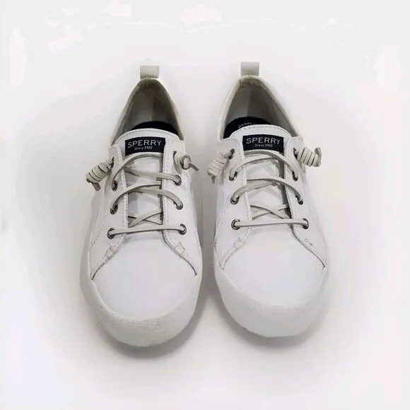 Sperry Top Sider Sneaker Women 8.5 M Crest Vibe White Leather Preppy Boat Shoe
