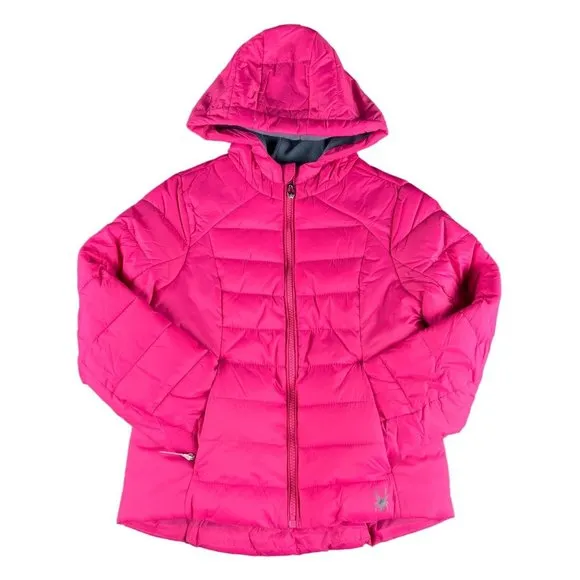 Spyder Youth Girl's Clara Short Hot Pink Hooded Puffer Winter Jacket Sizes S-XL