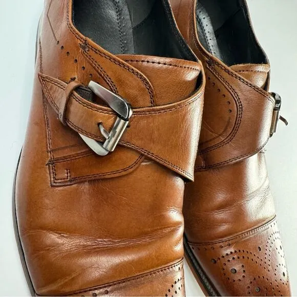 Stacy Adams Mathis Modified Cap Toe Monk Strap Leather Dress Shoes Men’s 9.5M