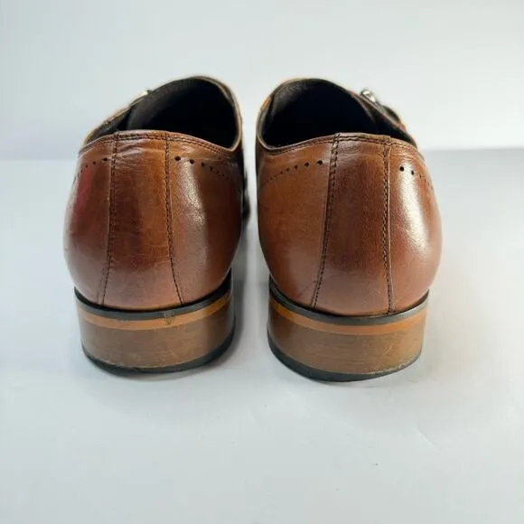 Stacy Adams Mathis Modified Cap Toe Monk Strap Leather Dress Shoes Men’s 9.5M