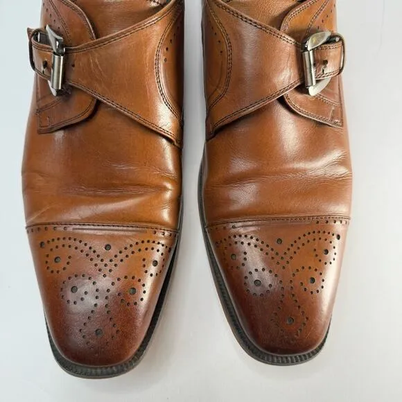 Stacy Adams Mathis Modified Cap Toe Monk Strap Leather Dress Shoes Men’s 9.5M
