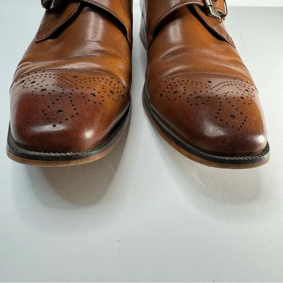 Stacy Adams Mathis Modified Cap Toe Monk Strap Leather Dress Shoes Men’s 9.5M