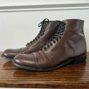 Stacy Adam’s Men’s Cap Toe Brown Leather Boots Lace Up Size 9D Dress Shoes