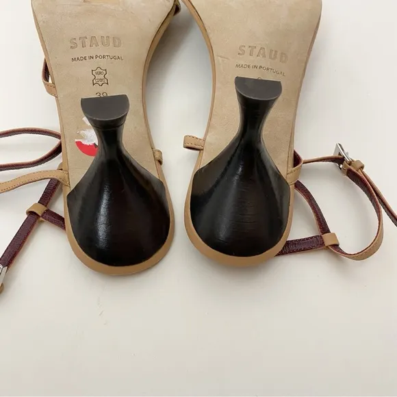 Staud Gita Leather Sandals Kitten Heels