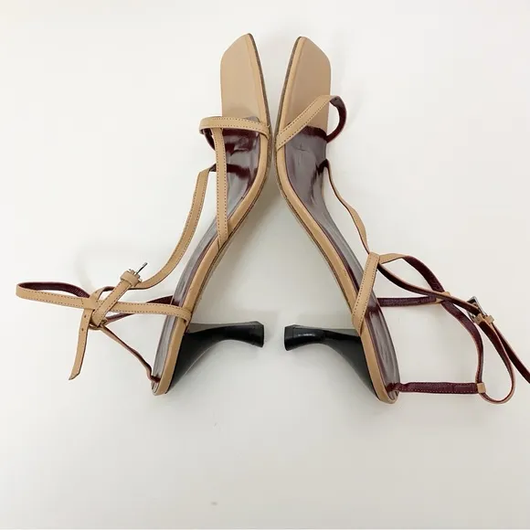 Staud Gita Leather Sandals Kitten Heels