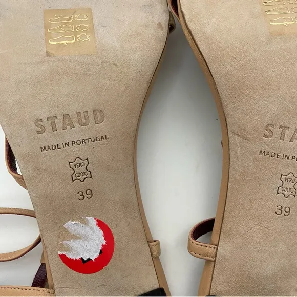 Staud Gita Leather Sandals Kitten Heels