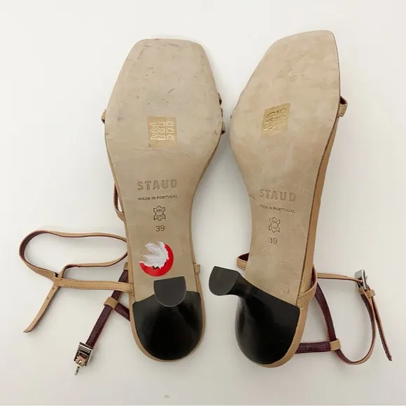 Staud Gita Leather Sandals Kitten Heels