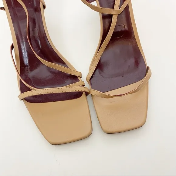 Staud Gita Leather Sandals Kitten Heels