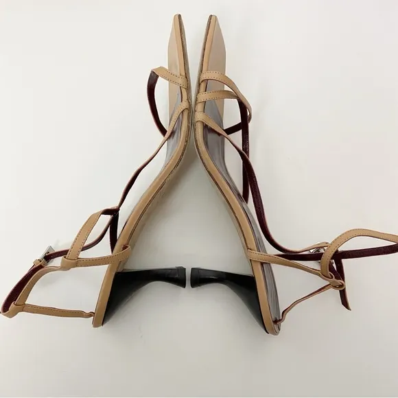 Staud Gita Leather Sandals Kitten Heels