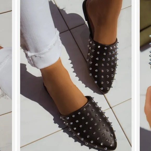 Steve Madden Pinpoint slip on studded shoes in black