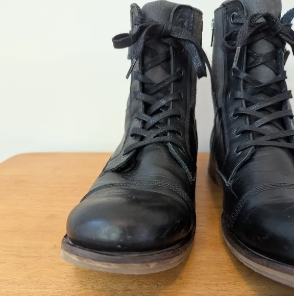 Steve Madden Saxonn Lewther Combat Boots Hand Crafted