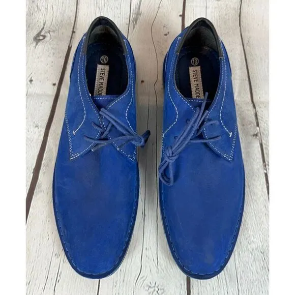 STEVE MADDEN suede royal cobalt blue Oxford dress mens boots size 10 NWOB