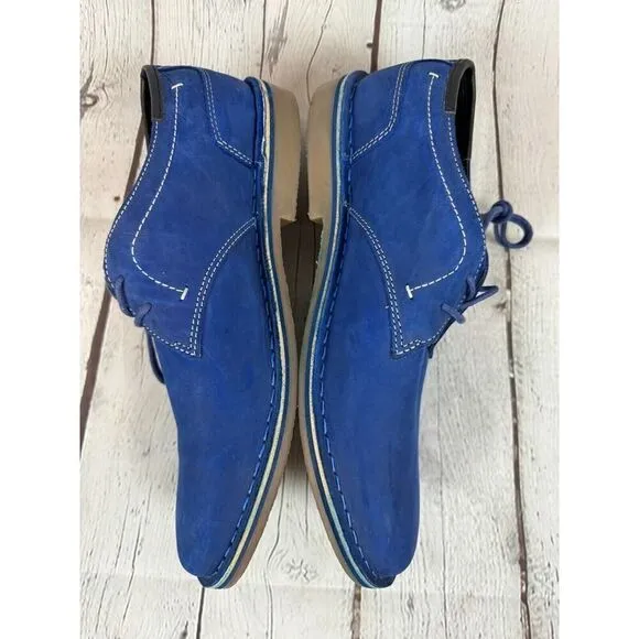 STEVE MADDEN suede royal cobalt blue Oxford dress mens boots size 10 NWOB