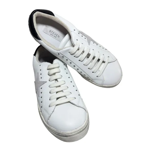 Steven New York Rubie Star White Lace Up Sneakers Sz 8