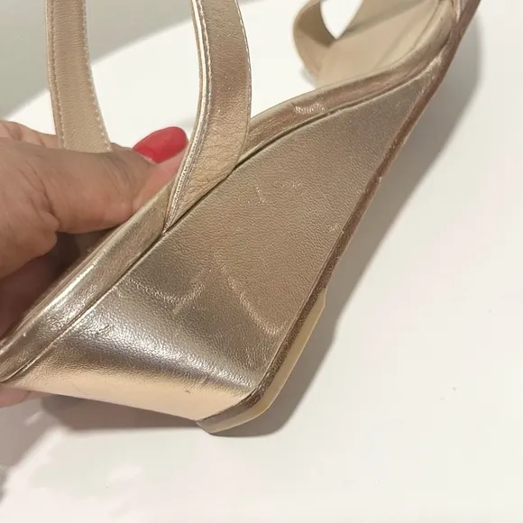 🌹STUART WEITZMAN🌹 Aleena Metallic Leather Wedge Sandals Size: 7B