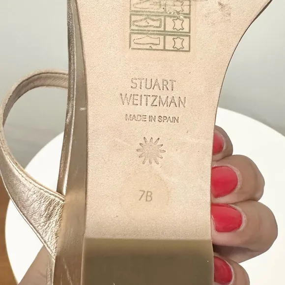 🌹STUART WEITZMAN🌹 Aleena Metallic Leather Wedge Sandals Size: 7B