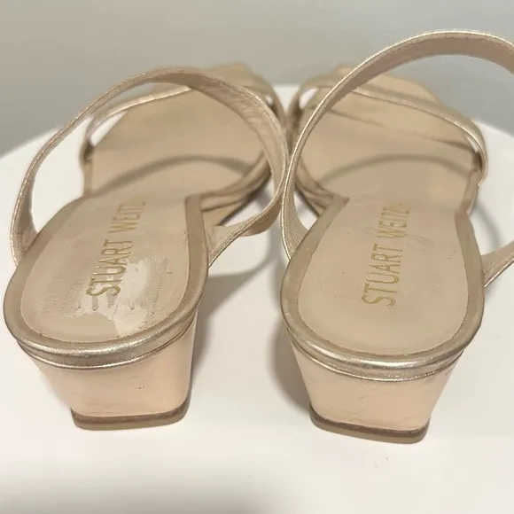 🌹STUART WEITZMAN🌹 Aleena Metallic Leather Wedge Sandals Size: 7B