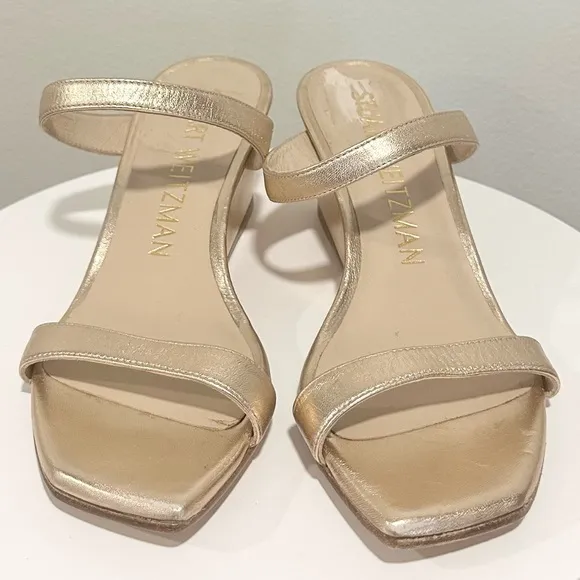🌹STUART WEITZMAN🌹 Aleena Metallic Leather Wedge Sandals Size: 7B