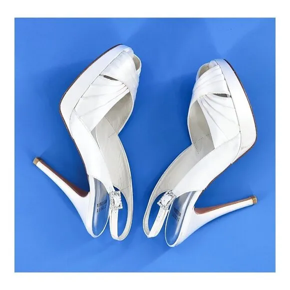 STUART WEITZMAN Bridal Satin Sandals Cream