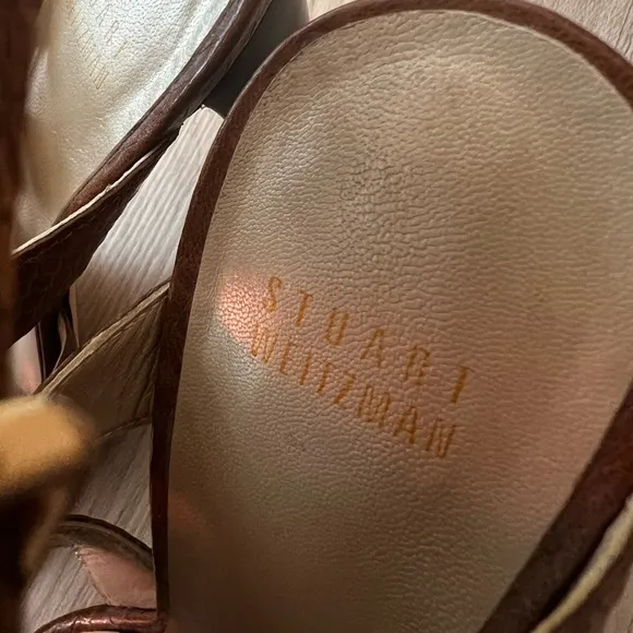 Stuart Weitzman Brown Safety Toffee King Cobra Sandals