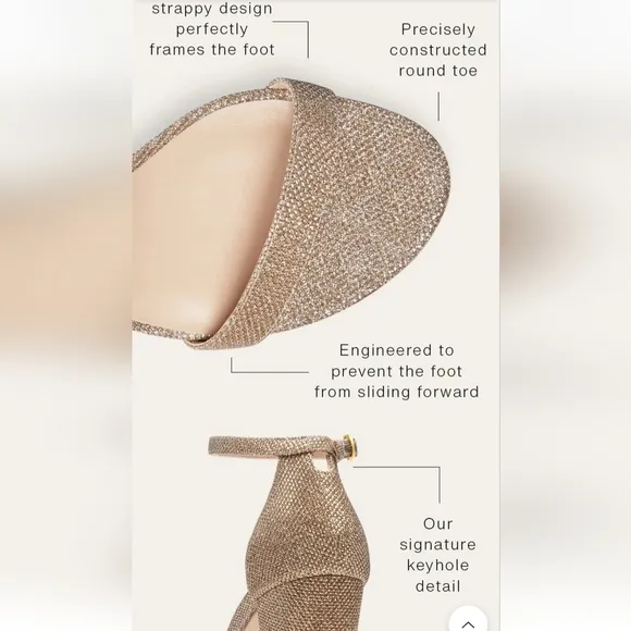 Stuart Weitzman Nearlynude Block Heel Glitter Sandals, Sz 11.5