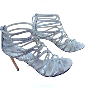 Stuart Weitzman sandals heels metallic silver size 9 chrome heel