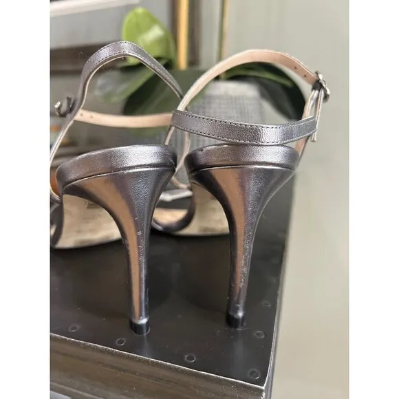 Stuart Weitzman Starla 80 Strappy Leather Sandal Gunmetal Womens Size 9