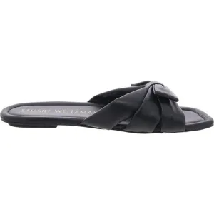 Stuart Weitzman Womens Sofia Black Leather Slip-On f Slide Sandals Shoes New