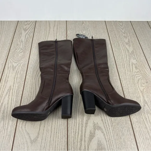 Style &amp; Co Women's Addyy Knee High Dress Boots 5M Chocolate Smooth $90