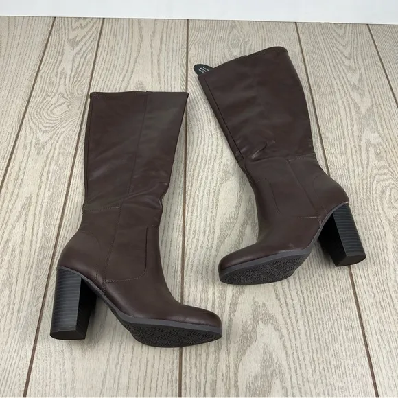 Style &amp; Co Women's Addyy Knee High Dress Boots 5M Chocolate Smooth $90