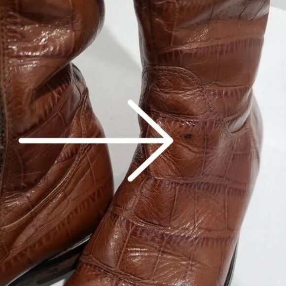 Sufinna Croc Embossed Faux Fur lining Tall Boots Size 36