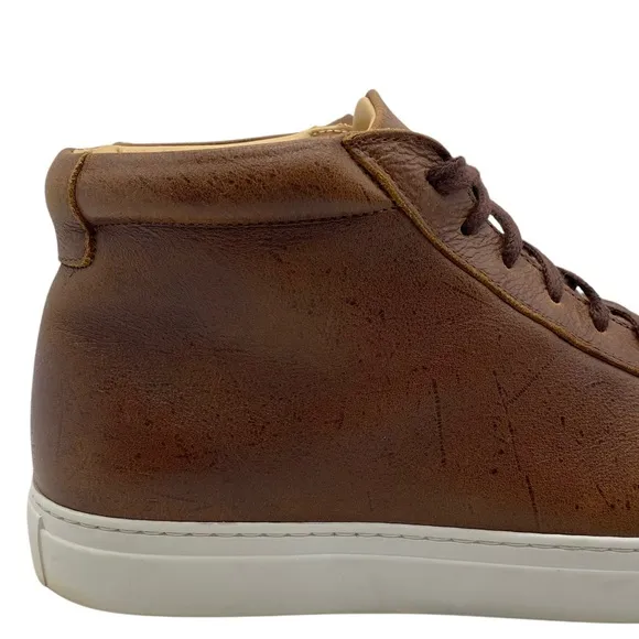 Taft Mens Shoes The Hightop Leather Sneakers 11 Brown Casual Lace Up Designer