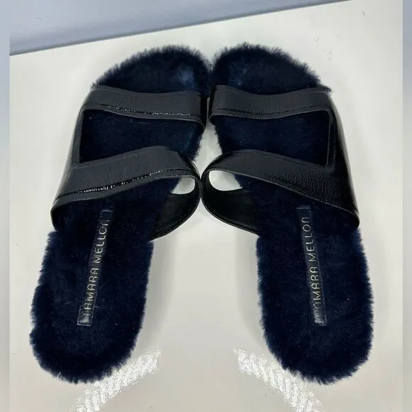Tamara Mellon Sherpa slide shoes women’s size 37.5 Black / Navy