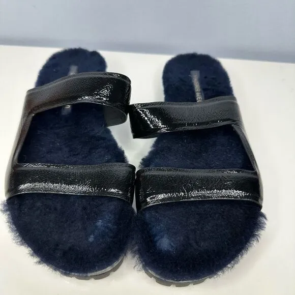 Tamara Mellon Sherpa slide shoes women’s size 37.5 Black / Navy