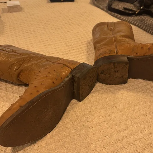 Tan Lucchese Leather Cowboy Boots