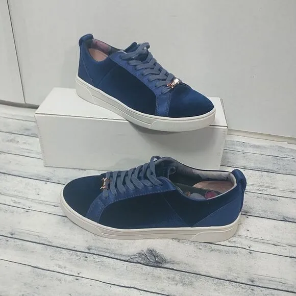 Ted Baker Kulei Navy Velvet Sneakers Womens Size 5