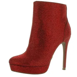 Thalia Sodi Chiara Red Rhinestone Ankle Boots