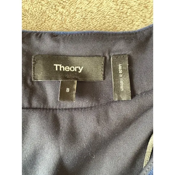 Theory Velvet Dress Long Sleeve Party Cocktail Elegant Blue Size 8