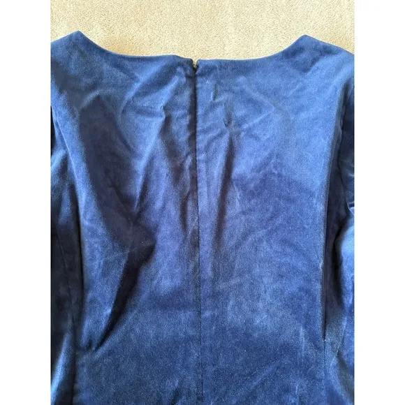 Theory Velvet Dress Long Sleeve Party Cocktail Elegant Blue Size 8